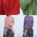 Winter o neck pink knitted blouse plus size clothing drawstring asymmetric top