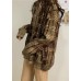 Cute brown plaid knit cardigans Loose fitting winter knit outwear v neck