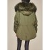 Trendy Army Green hooded Raccoon hair collar drawstring Winter Duck Down down coat