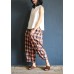 Xia Xin original design cotton and linen pants female loose nine points pants elastic waist