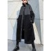 Luxury Black Woolen Patchwork PU zippered Winter Cotton Women Coats