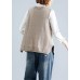 Fashion fall light khaki knit tops oversize sleeveless clothes For Women