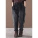 women casual loose black pants patchwork elastic waist wild trousers