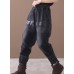 Vivid black Jeans women's elastic waist patchwork design women pants