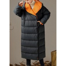 Hot Dark Gray hooded Loose Winter Duck Down Coats