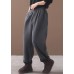 winter thick gray cotton pants elastic waist women harem pants