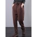 Modern chocolate trousers plus size fall drawstring pockets Outfits harem pants