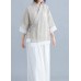 diy v neck half sleeve cotton linen clothes For Women nude blouses summer