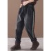 women casual loose black pants patchwork elastic waist wild trousers