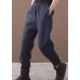 Simple navy winter Jeans  thick elastic waist Inspiration women trousers